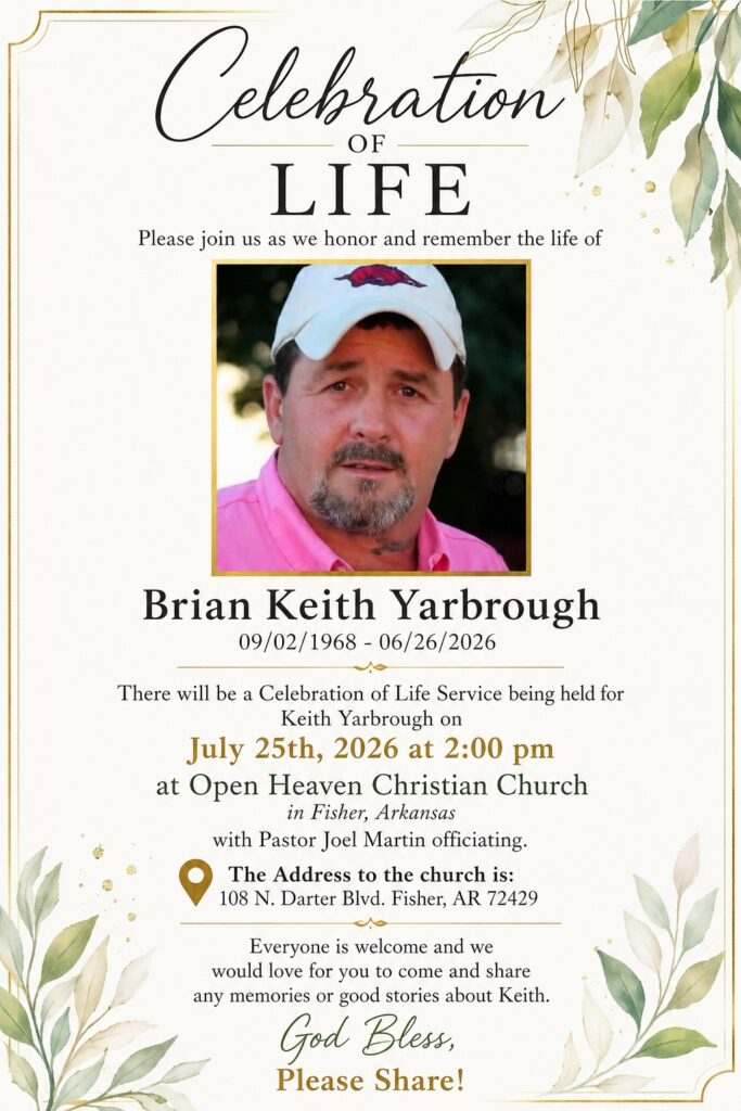 Brother Keith 3 celebration of life flyer